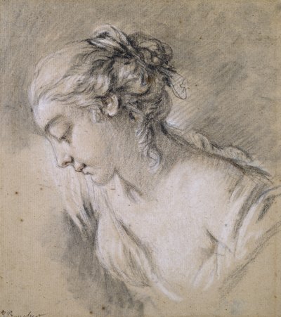 Bust of a Girl in profile to left by François Boucher